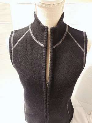 Chaleco Eddie Bauer De Colección Negro Gris Algodón Mezcla Lana Cremallera Frontal Unisex Para Hombre Talla S Foto 1 de 4