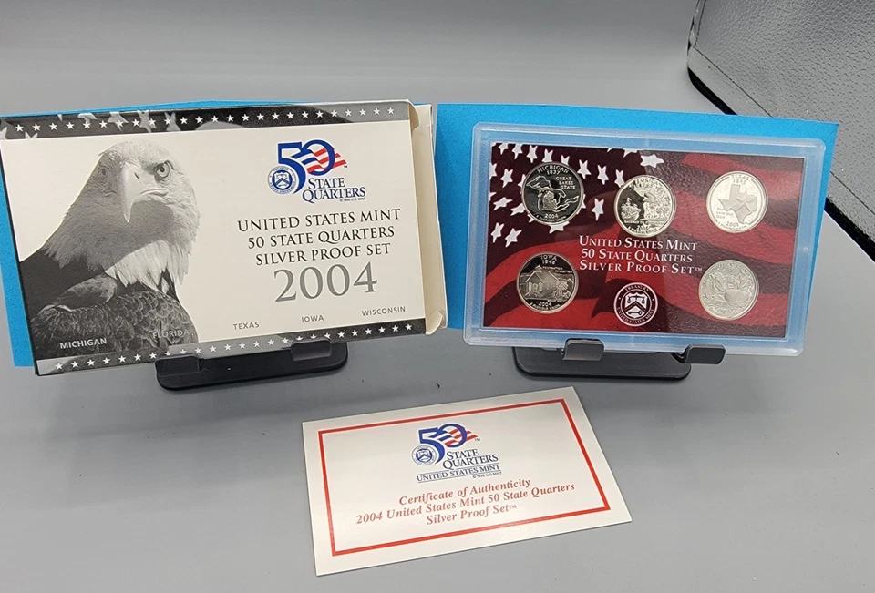 2004 S  Silver Proof  50 State Quarters Set 5 Coins. OGP packaging - Image 1 of 1