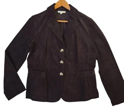 Chaqueta Blazer Talbots Mujer 14 Marrón Pana Peplum Algodón Elástico Informal Foto 1 de 4