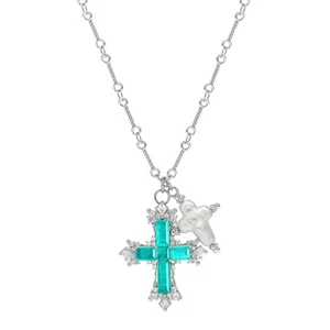 Fashion Crosses Charm Necklace Neck Jewelry Adjustable 50cm Chain Alloy Texture - Picture 1 of 8