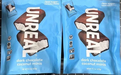 Unreal темный шоколад кокос 15,3 унций каждый без глютена без ГМО конфеты закуска 2 упаковки - Изображение 1 из 2