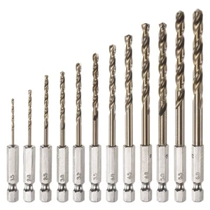 12pcs Cobalt Drill Bit Set 12 Sizes M35 Twist Drills for Metal Hex Shank Bits - Picture 1 of 7