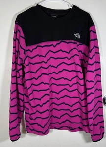 The North Face Pullover Fleece Sweatshirt Women’s L Pink Black Zig Zag Pattern - Picture 1 of 10
