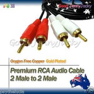 Gold Plated 2 RCA to 2 RCA Male To Male Dual Stereo Audio Cable 3M - Bild 1 von 1