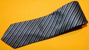 HART SCHAFFNER MARX MADE IN U.S.A. BLACK/GREY STRIPED TIE - TIES - NACK TIES. - Picture 1 of 3