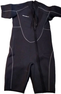 Seaskin Mens Shorty 3mm Wetsuit Black Front Zip Plus Size - Size Large - Picture 1 of 5
