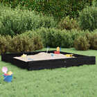 Sandbox with Seats Black Square Solid Wood Pine vidaXL