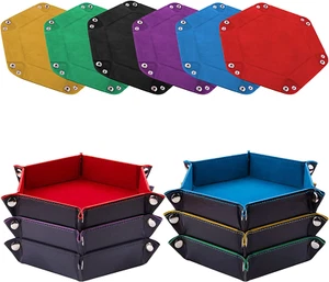 6 Pieces Dice Tray Hexagon Dice Rolling Holder Folding PU Leather Dice Trays for - Picture 1 of 7