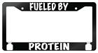 Fueled By Protein Glossy Black Plastic License Plate Frame