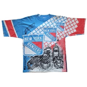 Vintage New York Rangers All Over Print Shirt 1990's Magic Johnson T's Rare XL - Picture 1 of 9