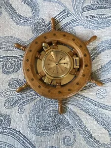 Vintage Wooden Ships Wheel Quartz Wall Clock Nautical - Picture 1 of 11