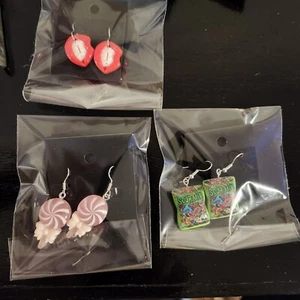 Novelty Fun Earrings NEW 3 Pairs - Picture 1 of 4