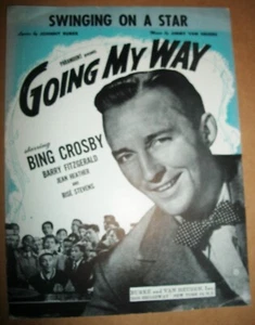 Bing Crosby sheet music song 1944 6p Piano Guitar Chords Swinging on a Star VG - Imagen 1 de 3