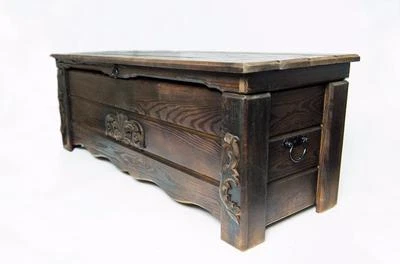 Wooden Vintage Blanket Trunk Box Coffee Table Chest Ottoman Furniture WBT6 - Image 1 of 3