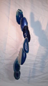 Achat Windglocken - klein - blaue Achatplatten mit Bambusstil Aufhänger - Bild 1 von 3