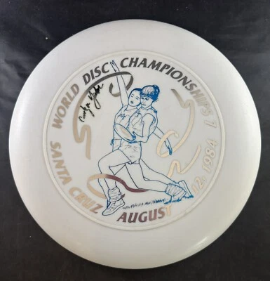 Discraft Sky-Styler 1984 Campeonato Mundial de Disco Santa Cruz Firmado Carolyn Yabe Foto 1 de 4