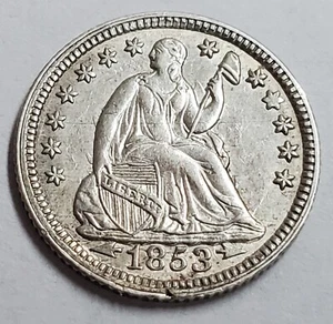 1853 O With Arrows Seated Liberty Half Dime - New Orleans - AU - Picture 1 of 4
