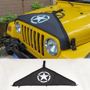 For 1997-06 Jeep Wrangler TJ Accessories Front Hood Cover Protector Black Star A - Foto 1 di 9
