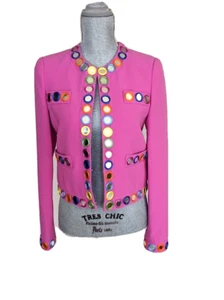 MOSCHINO Couture Italy Pink Cropped Embroidered Jacket, sz 6/40(I), NWT - Picture 1 of 9