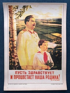 1952 Joseph Stalin Kommunismus Original Poster Plakat russisch sowjetisch 30x40 selten - Bild 1 von 5
