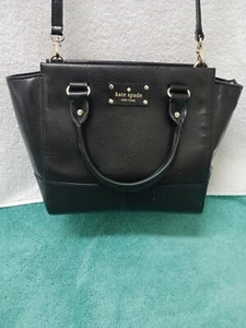 KATE SPADE CROSSBODY BAG SATCHEL BLACK PEBBLED LEATHER HANDBAG EXCELLENT - Picture 1 of 12