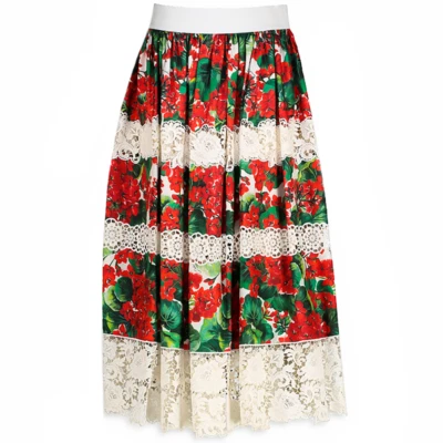 DOLCE & GABBANA Falda Boho Floral Seda Encaje Midi Falda Talla 40 - Precio de venta sugerido por el fabricante 1774,00 GBP Foto 1 de 4