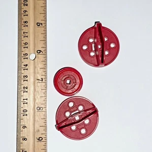 LOT OF 3 HEXBUG VEX ROBOTICS LOOSE PARTS PAIR OF RED HANDLE / KNOBS & SPOOL - Picture 1 of 3