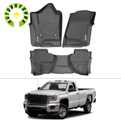 3D Floor Mats for 14-18 Silverado 1500 15-19 Sierra 2500HD 3500HD Extended Cab - Imagem 1 de 4