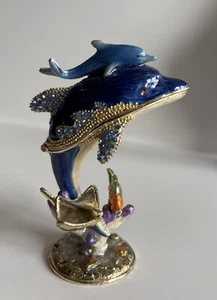Enamel and Metal Dolphin Trinket Box - Picture 1 of 6