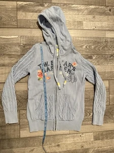 Teenie Weenie Bear Garden Sweet Floral 1902 Knitted Blue Sweater Cotton Size M - Picture 1 of 9