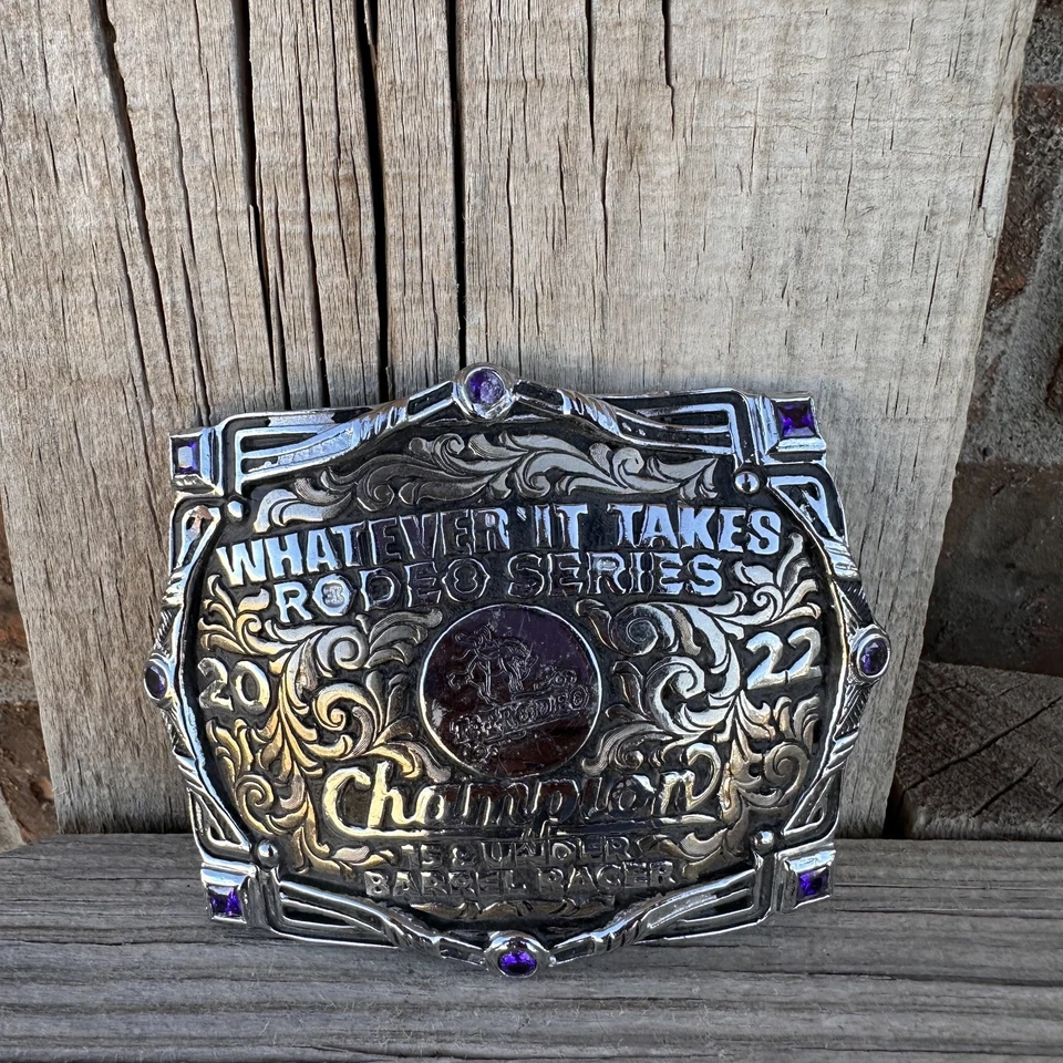 Cowboy Trophy Rodeo Style Belt Buckle with team roper - Image 1 of 1