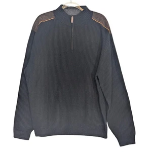 Cutter & Buck schwarzer Pullover mit Viertelreißverschluss und Stehkragen Wildleder Schulter Ellenbogen XXL neu - Bild 1 von 7