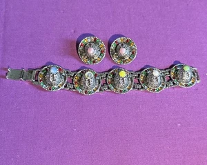 Sombrero Vintage Bracelet Plus Clip Earrings Unique Rhinestones - Picture 1 of 3