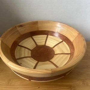 Vintage schöne handgefertigte gedrechselte Holz segmentierte Schale Qualität Handwerkskunst 10" - Bild 1 von 11