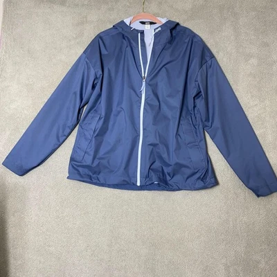 REI Co-op Rain Jacket Womens Large Blue Hooded Full Zip Mesh Lined Windbreaker - Image 1 of 4