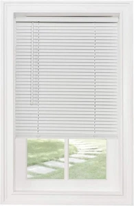 NEW CORDLESS WINDOW MINI BLINDS 1" SLATS VINYL BLACK WHITE VENETIAN BLINDS - Picture 1 of 5