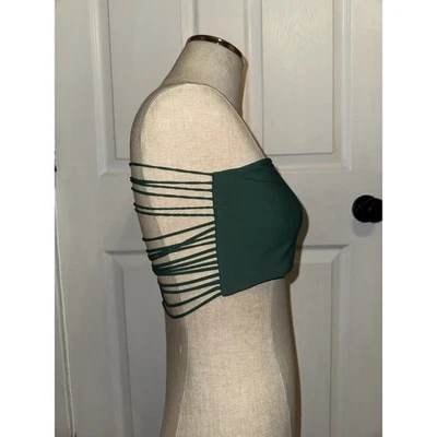 MIKOH Women’s Swimwear Bandeau Top Emerald Green Kauai Size XL Stringy - Image 1 of 4