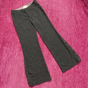 Elevenses Anthropologie Tweed Brighton Wide Leg Button Detail Pants Size 4P - Picture 1 of 12