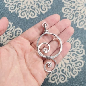 Vintage Boho Bohemian Silver Scroll Pendant - Picture 1 of 4