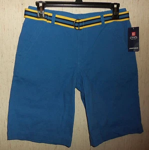 NWT BOYS CHAPS SPORTSWEAR LINKS BLUE BERMUDA SHORTS W/ BELT  SIZE 16 - Picture 1 of 3