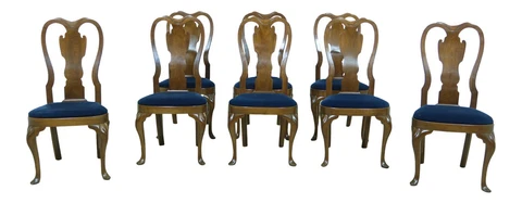 L51404EC: Set Of 8 ROBERT WHITLEY Bench Made Walnut Dining Room Chairs Cover
