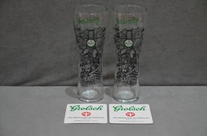 2x Grolsch Premium Lager Limited Edition One Pint Glass 20oz + 2x Cardboard Mat - Picture 1 of 11