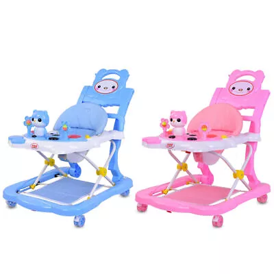 Baby Walker 4-in-1 Foldable Activity Push Walker Music Sound Tray Toddler Toys • 49.90£