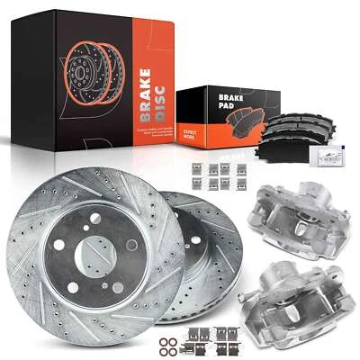 Rotor de freio dianteiro perfurado e pastilhas + pinças para Toyota RAV4 Lexus HS250h Scion xB - Imagem 1 de 4