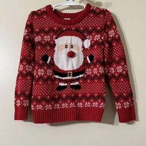 Holiday Time Fair Isle Pullover Kleinkind Größe 4T Santa rot Weihnachten Bommelnase - Bild 1 von 2