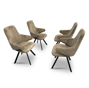 Furniture Village ‘Enterprise’ Champagne Velvet x4 Swivel Dining Arm Chair NEW - Picture 1 of 6
