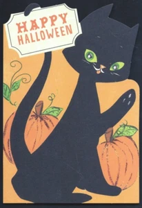 NUEVO Hallmark Feliz Halloween Adorable Gato Negro Ronroneo Tarjeta Perfecto con Sobre - Imagen 1 de 4