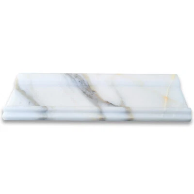 G03P Calacatta Gold Marble 4x12 Plaza Trim Molding Polished - Image 1 of 4