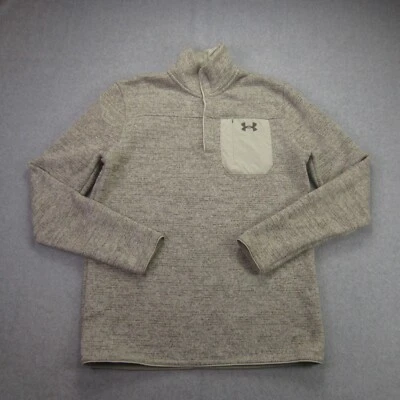 Under Armour Sweater Mens M Beige Specialist Henley 2.0 LS Fleece Snap Button - Image 1 of 4