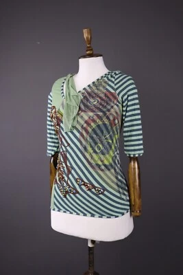 Blusa Top SAVE THE QUEEN Diseñador Abstracto Rayas Manga Corta Talla S Foto 1 de 4